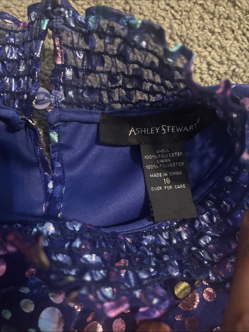 Ashley Stewart Purple Iridescent Polka Dot Blouse, Size 18 - Picture 4 of 6
